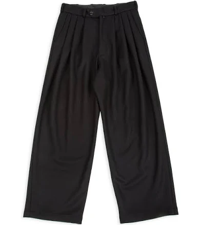 Triple Tuck Wide Wool Flannel Pants