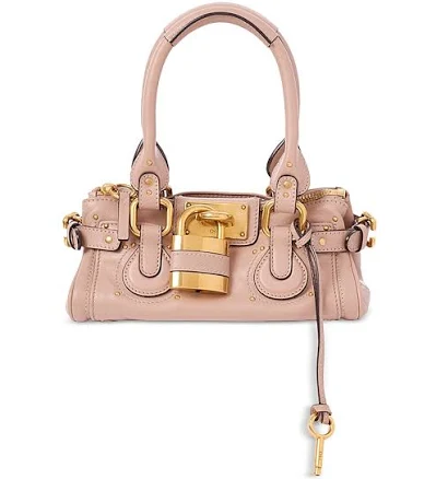Chloe Small Leather Paddington Shoulder Bag | Cotton | Earthy Pink