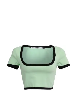 Contrast-trim Cropped T-shirt