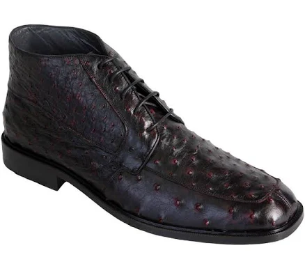 Los Altos Genuine Cherry Ostrich Dress Ankle Boots Leather Outsole