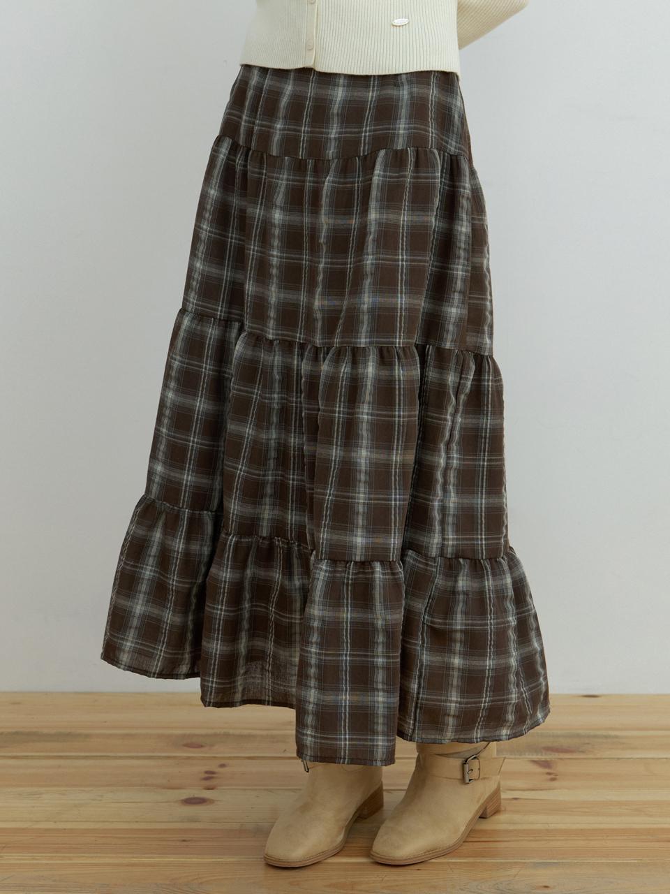 Coa balm check skirt [brown]