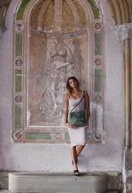 Carré - Green Square Leather Crossbody with Croc Print