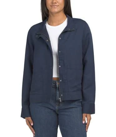 Women's Linen Blend Snap Front Jacket