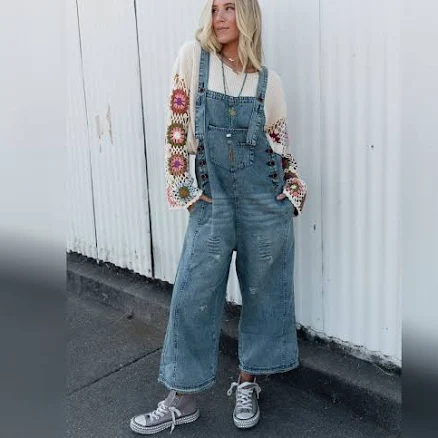 High Hopes Slouchy Pocket Denim Overalls
