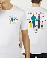 Men's T-Shirt Customized backprint family White 4XL Round neck
