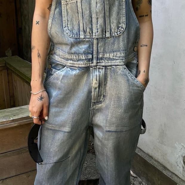 604SERVICE SILVER COATED DENIM OVERALL