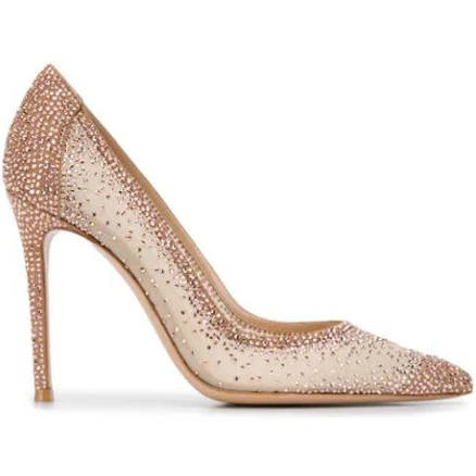 Rania 105mm Crystal-embellished Pumps In Nude