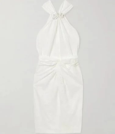 Shushu/Tong Women's Embellished Ruched Lace Mini Dress