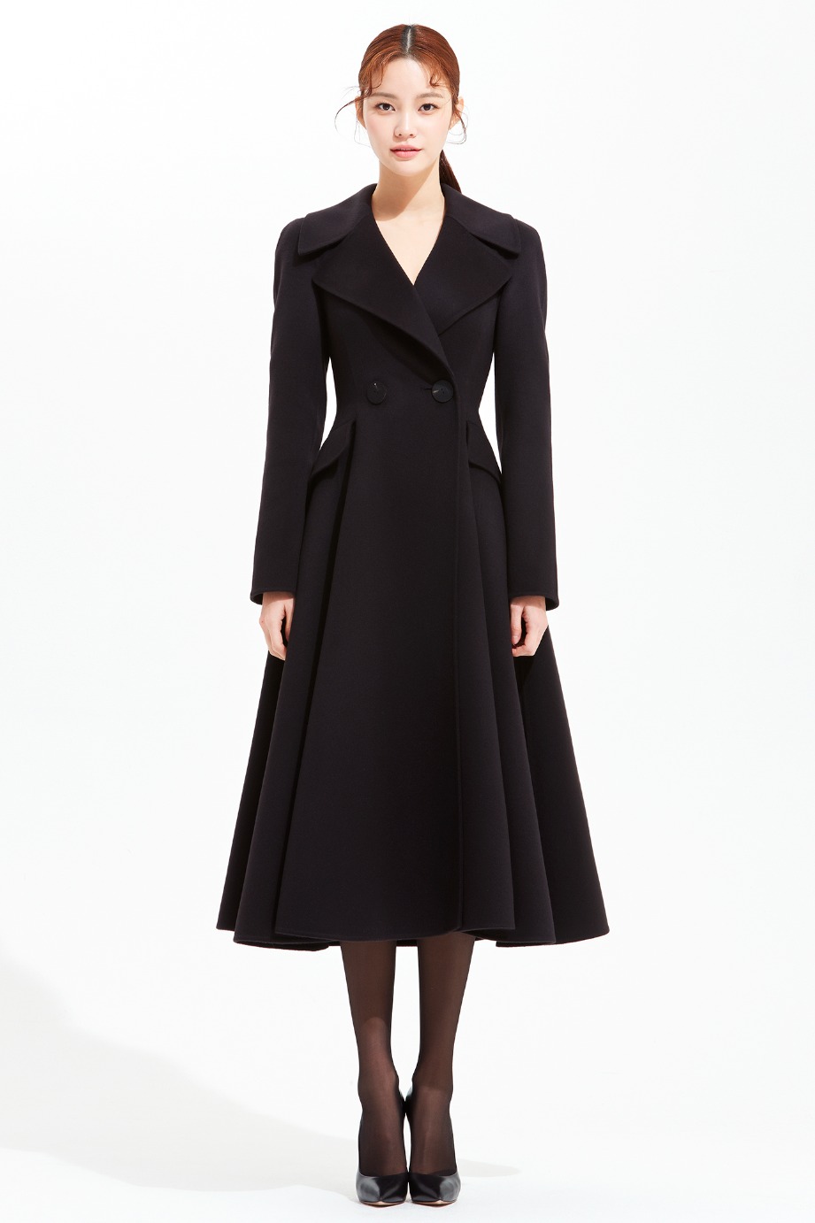 Wide Collar Flare Coat