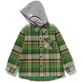 Kids BAPE Check Shark Hoodie Relaxed Fit Shirt Jacket