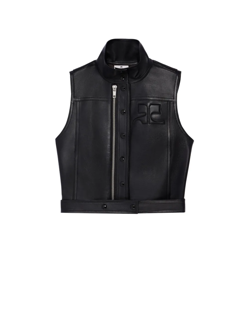 Zip-up Leather Gilet