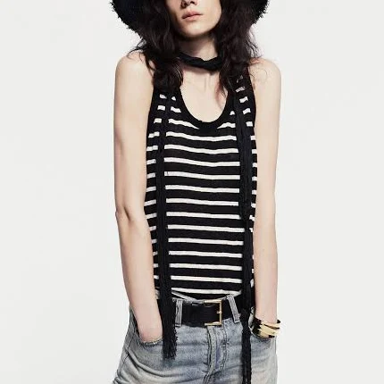 MO&Co. Women's Fitted Linen Vest Top