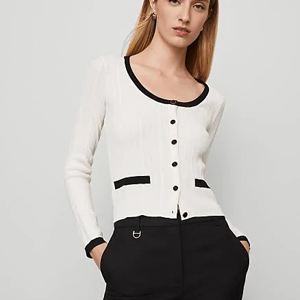 Women's Ann Taylor Contrast Trim Cardigan