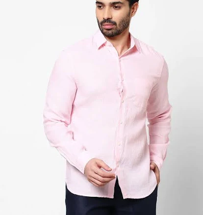 Men's Long Sleeve Trending Casual Fit Luxury European Linen Pink