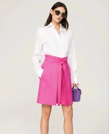 Eudon Choi Pink Pleated Linen Blend Shorts