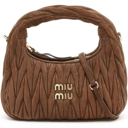 Miu Women's Miu Wander Matelassé Suede Bag