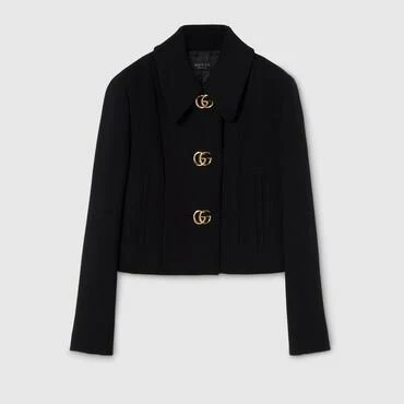 Gucci Crêpe Wool Jacket with Double G Button