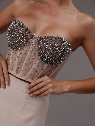 Rhinestone Crystal Embellished Bustier Corset