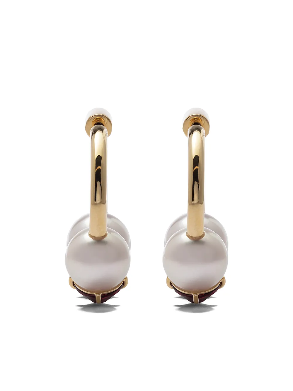 18kt Yellow Gold Collection Line Refined Rebellion Signature Garnet Earrings