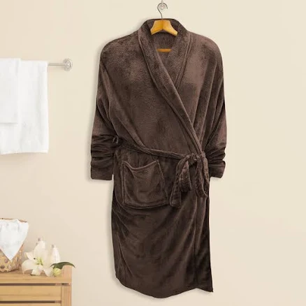 Elegant Comfort Women's Shawl Collar Velvet Fleece Bathrobe