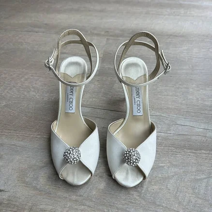 Jimmy Choo Women's Sacora 85 Satin Sandals With Crystal Sphere -