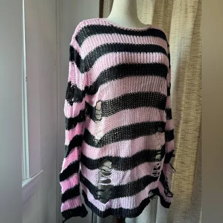 Killstar Sweaters | Killstar Bad Blossoms Knit Sweater | Color: Pink | Size: M | Moxtomahawk's Closet