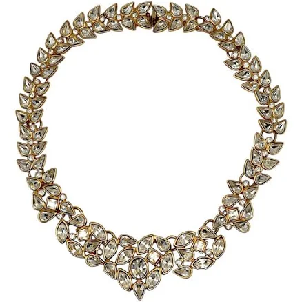 Yves Saint Laurent Choker Necklace - Ysl Vintage Gold-Tone Jewelled Heart French