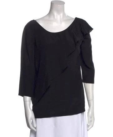 See by Chloé Silk Scoop Neck Blouse in Black, Women's S