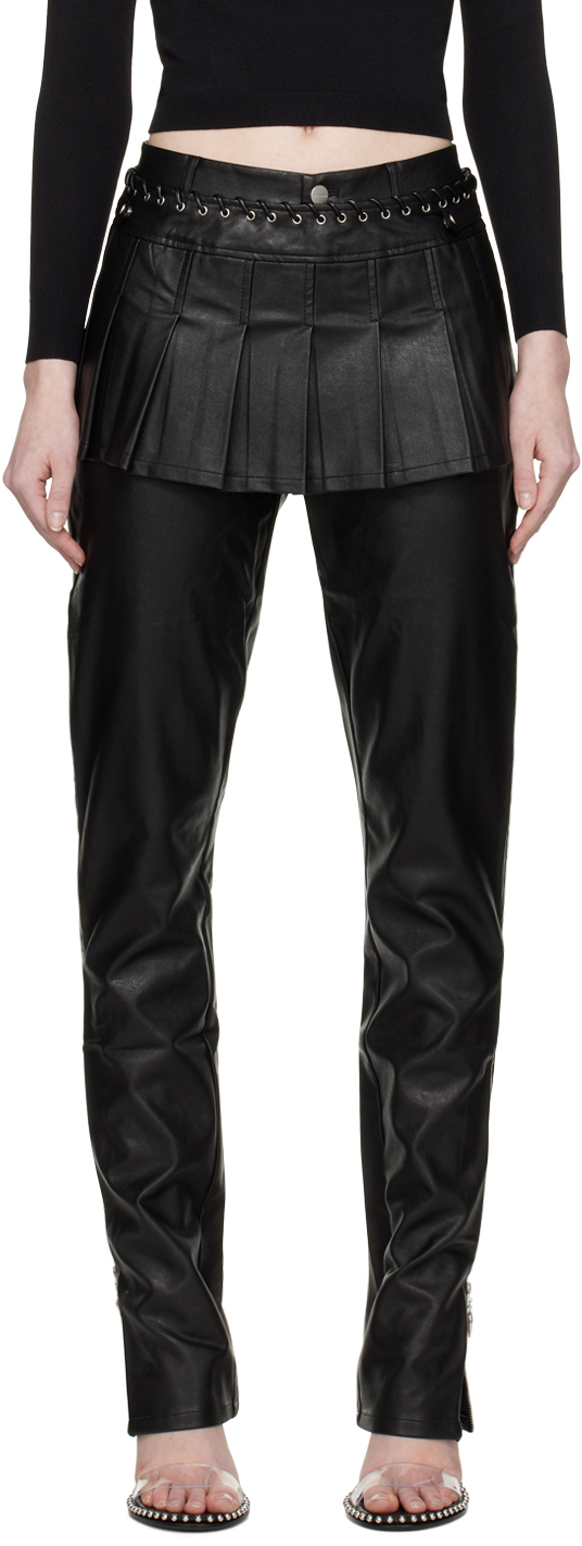Black Renn Faux-Leather Miniskirt