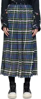 Blue Kilt Midi Skirt