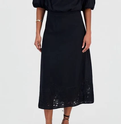 INC International Concepts Women's Floral Lace-Trim Mid Skirt