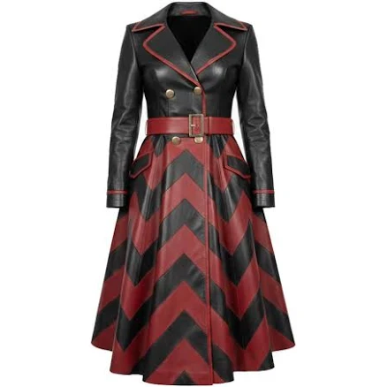 Vintage Patchwork Leather Trench Frock Dress