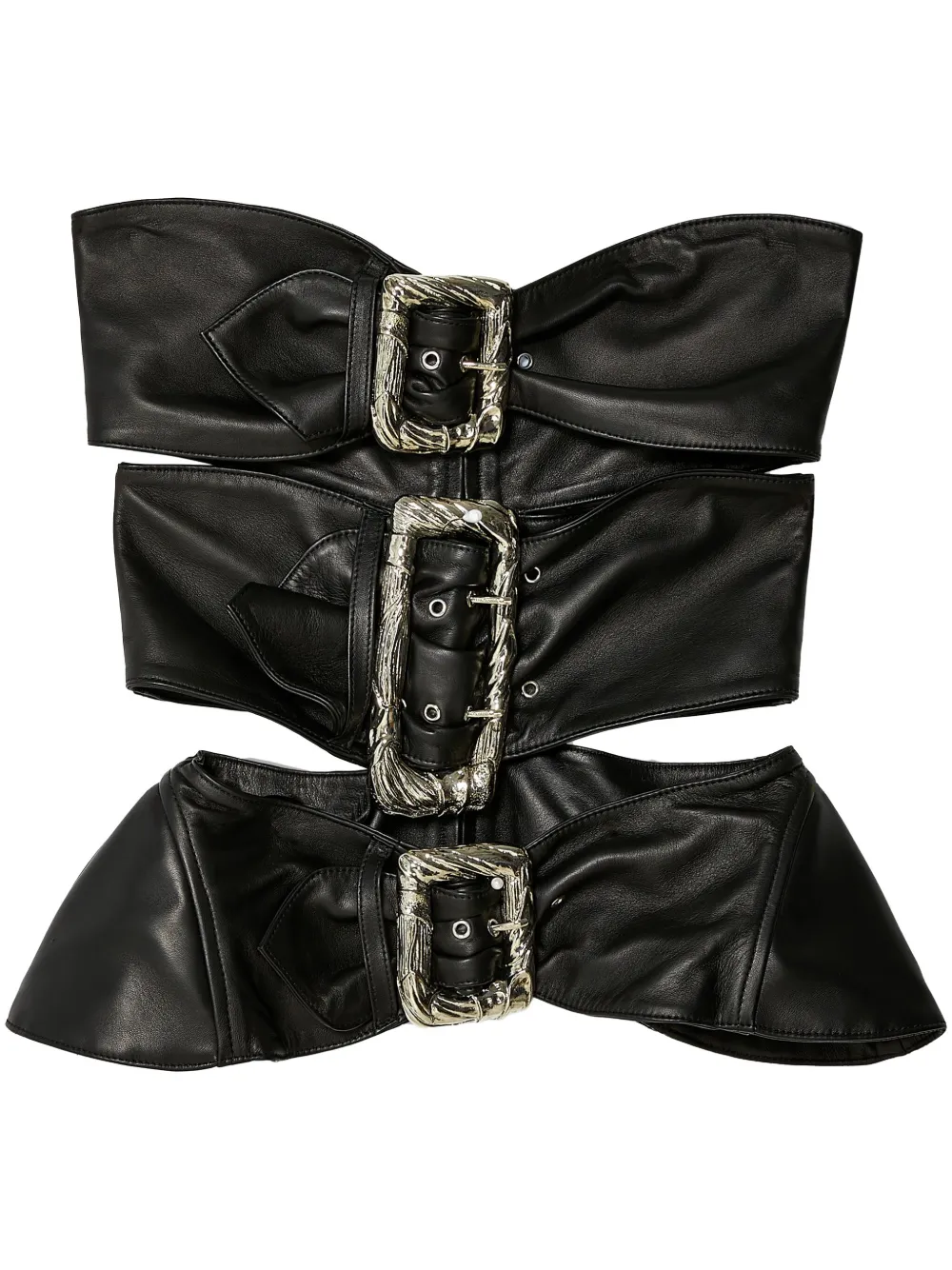 Cut-out Leather Strapless Top