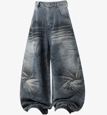 Wide Leg Wrinkle Denim Jeans