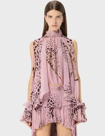 Blumarine Asymmetric printed georgette blouse