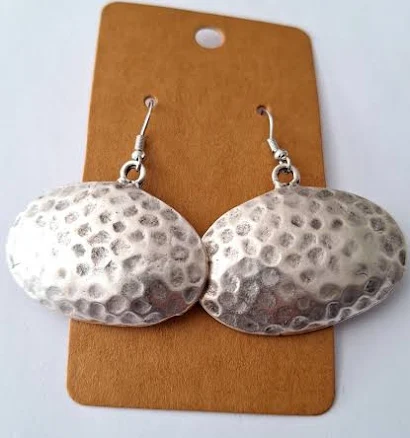 Hammered Antique Silver Dangle Earrings