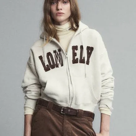 NOHANT lonely/LOVELY CROP HOODIE Zip-Up