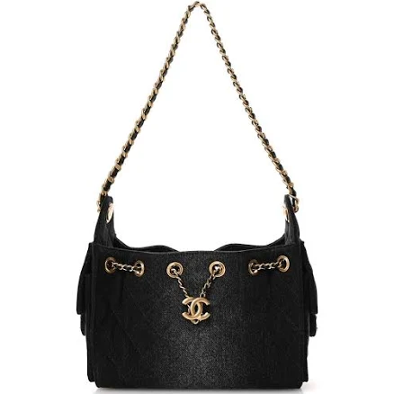 CHANEL Caviar Quilted Mini 25 Handbag in Black Gold Hardware