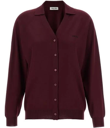 MIU MIU Logo Intarsia Cardigan