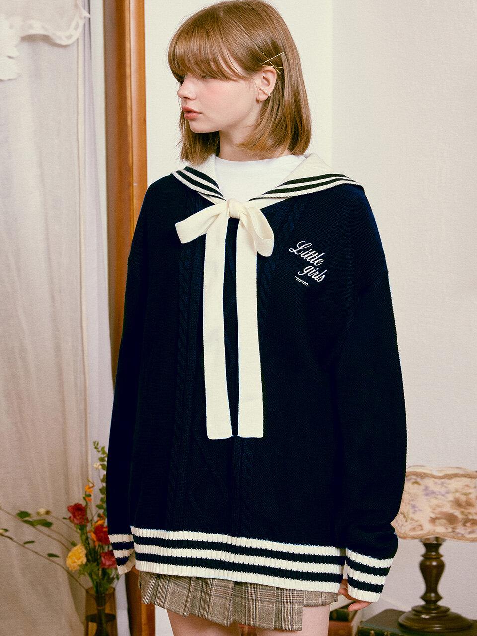 Sailor Collar Pullover Knit_Navy