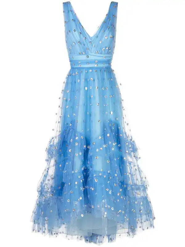 Polka Dot Print Tulle Gown
