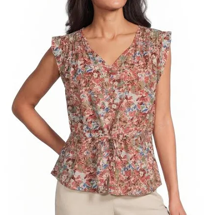 Intro Woven Floral Print Peplum Blouse