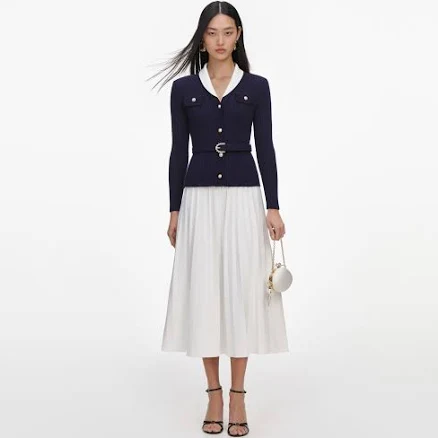 Self Portrait Ribbed Knit Midi Dress