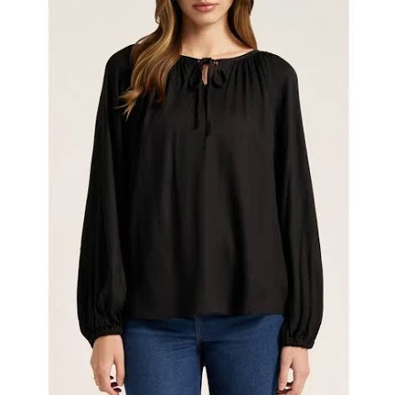 Matty M Women's Tie Neck Raglan Sleeve Top