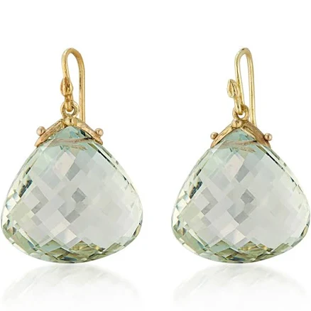 18k Double Seed Teardrop Green Amethyst