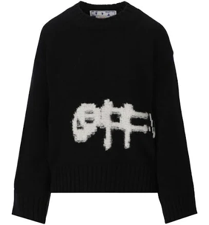 Off-white Logo-intarsia Knit Jumper - Black