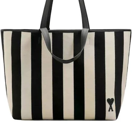 Ami De Coeur Striped Leather Tote Bag