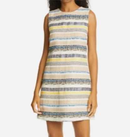 Alice + Olivia Coley A-Line Texture Stripe Mini Dress