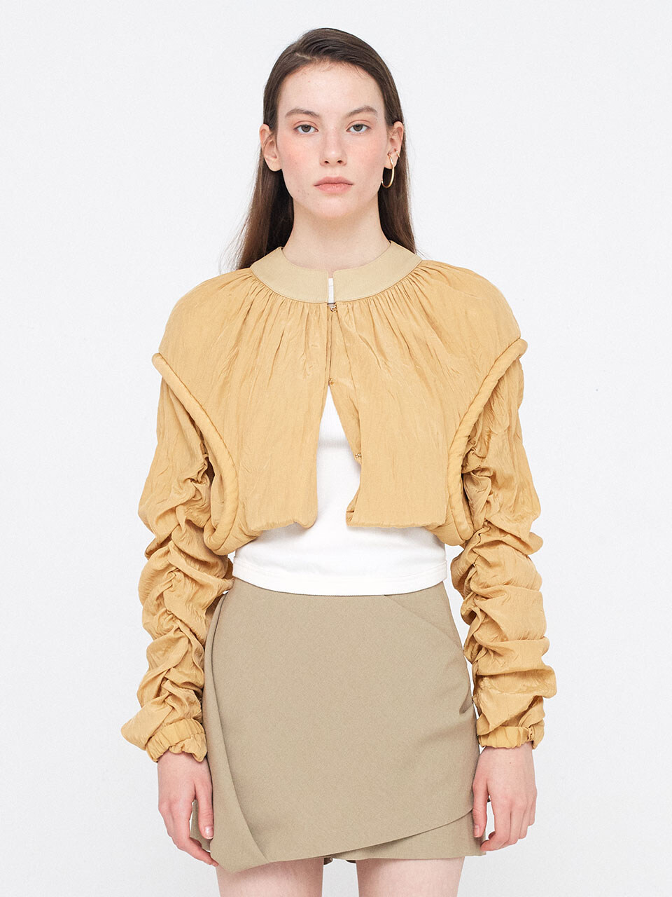 Shirring Short Jumper_Mustard