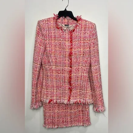 Alexander Mcqueen Frayed Artisantweed Jacket & Matching Skirt Sz 42